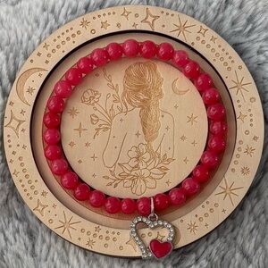 Red Jade Beaded Heart Bracelet
